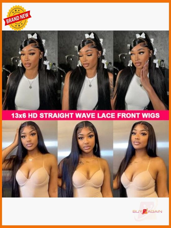 13x6 HD Lace Front Human Hair Wig 200 Density Straight Pre Plucked main image 5